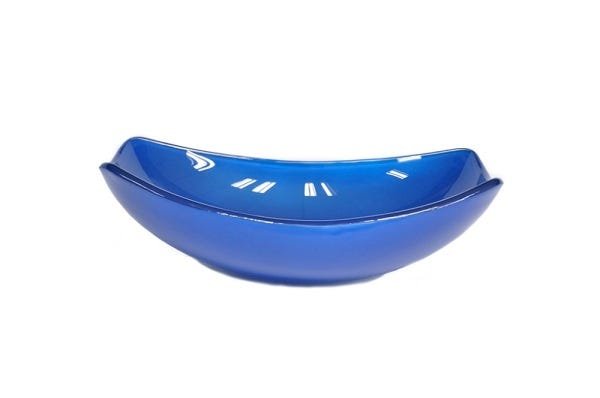 CUBA DE VIDRO OVAL CHANFRADA 46CM AZUL ESCURO - 1