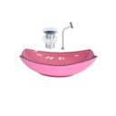 Ver imagem 1 de CUBA DE VIDRO OVAL CHANFRADA 51CM ROSA + VALVULA CLICK + TORNEIRA METAL