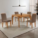 Ver imagem 1 de Conjunto Mesa de Jantar 120cm com 4 Cadeiras Estofadas Multimóveis Crrft-CON044 Madeirado/