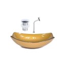 Ver imagem 1 de Cuba de Vidro Oval Chanfrada 51cm Dourado Real + Valvula Click + Torneira Metal