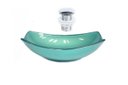 Ver imagem 1 de CUBA DE VIDRO OVAL CHANFRADA 51CM VERDE + VALVULA CLICK