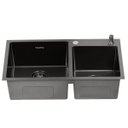 Ver imagem 1 de Cuba Dupla Preta Black Cozinha Gourmet em Aço Inox 304 com Válvula e Dispenser Inovartte Icb14