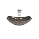 Ver imagem 1 de CUBA DE VIDRO OVAL CHANFRADA 51CM MARROM + VALVULA CLICK