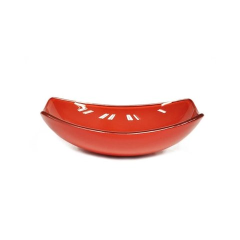 CUBA DE VIDRO OVAL CHANFRADA 51CM VERMELHO FERRARI