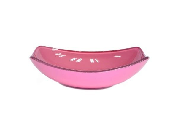 CUBA DE VIDRO OVAL CHANFRADA 51CM ROSA - 1