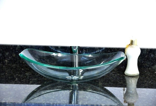 CUBA DE VIDRO OVAL CHANFRADA 51CM INCOLOR - 1