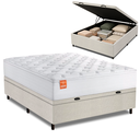 Ver imagem 1 de Cama Box Baú Colchão Casal Molas Ensacadas Real 138x188x68cm Linho Branco Inducol