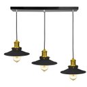 Ver imagem 2 de Lustre Pendente Nordic Triplo Base Retangular Preto/Dourado