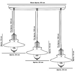 Lustre Pendente Nordic Triplo Base Retangular Preto/Dourado - 3