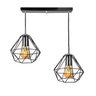 Lustre Pendente Aramado Duplo Base Retangular Preto - 2