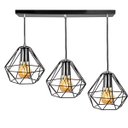 Ver imagem 2 de Lustre Pendente Aramado Triplo Base Retangular Preto