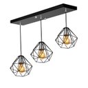 Ver imagem 1 de Lustre Pendente Aramado Triplo Base Retangular Preto