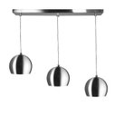 Ver imagem 2 de Lustre Pendente Bola Triplo Base Retangular Escovado