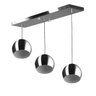 Lustre Pendente Bola Triplo Base Retangular Escovado - 1