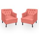 Ver imagem 1 de Kit 2 Poltronas para Sala de Estar Clássica Confortável e Reforçada Suede Elizabeth:rose