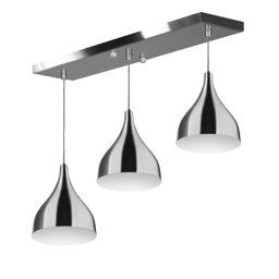 Lustre Pendente Gota Triplo Base Retangular Escovado - 1