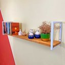 Ver imagem 2 de Prateleira de Ferro e Madeira Industrial de Parede Style 1 Prateleira 120cm Nozes e Branco