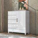 Ver imagem 2 de Cômoda com Pés 1 Porta 4 Gavetas Branco New Opção