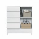 Ver imagem 3 de Cômoda com Pés 1 Porta 4 Gavetas Branco New Opção