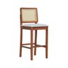 Banqueta Alta Bistrô Lyon Madeira Maciça Encosto Telinha Natural Assento Estofado Corano Bruma - 1