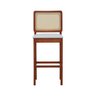 Banqueta Alta Bistrô Lyon Madeira Maciça Encosto Telinha Natural Assento Estofado Corano Bruma - 4