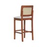 Banqueta Alta Bistrô Lyon Madeira Maciça Encosto Telinha Natural Assento Estofado Corano Bruma - 3