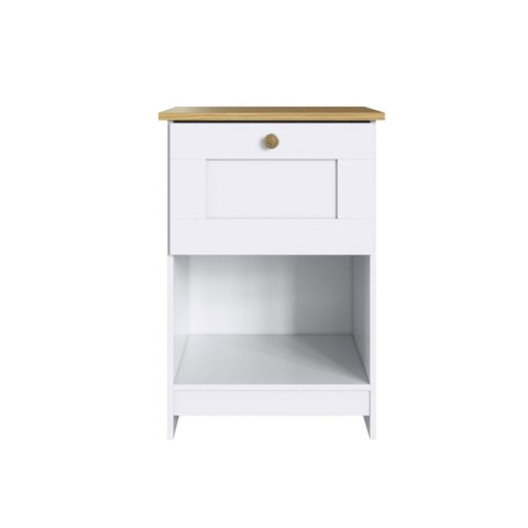 Mesa de Cabeceira Americano 1 Gaveta Branco/ipê - Decibal