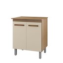 Ver imagem 2 de Balcão Multiuso Serena 75cm 2 Portas para Cozinha com Tampo Inteiro Cor:savana / Off White