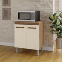 Ver imagem 1 de Balcão Multiuso Serena 75cm 2 Portas para Cozinha com Tampo Inteiro Cor:savana / Off White