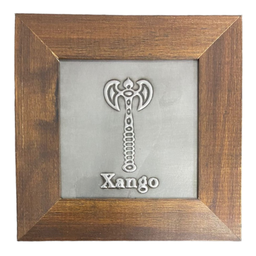 Quadro Xangô Machado Madeira Imbuia e Metal 14,5x14,5cm - 1