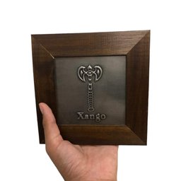 Quadro Xangô Machado Madeira Imbuia e Metal 14,5x14,5cm - 2