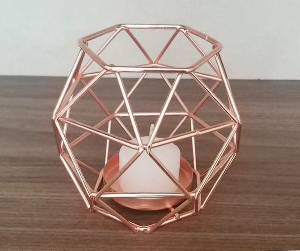 Castiçal Vela Estilo Nórdico - Geométrico Rose CP - 1