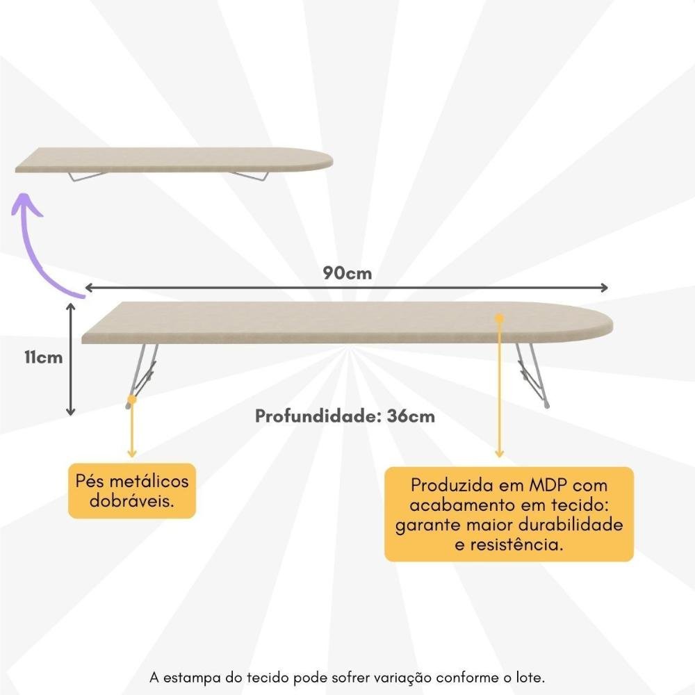 Mesa Tábua de Passar Roupas Portátil Multimóveis Cr30037 Bege - 3