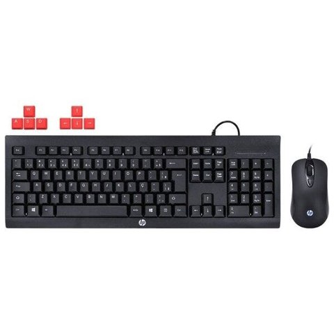 KIT Teclado e Mouse USB Gamer Km100 Preto HP Gamer