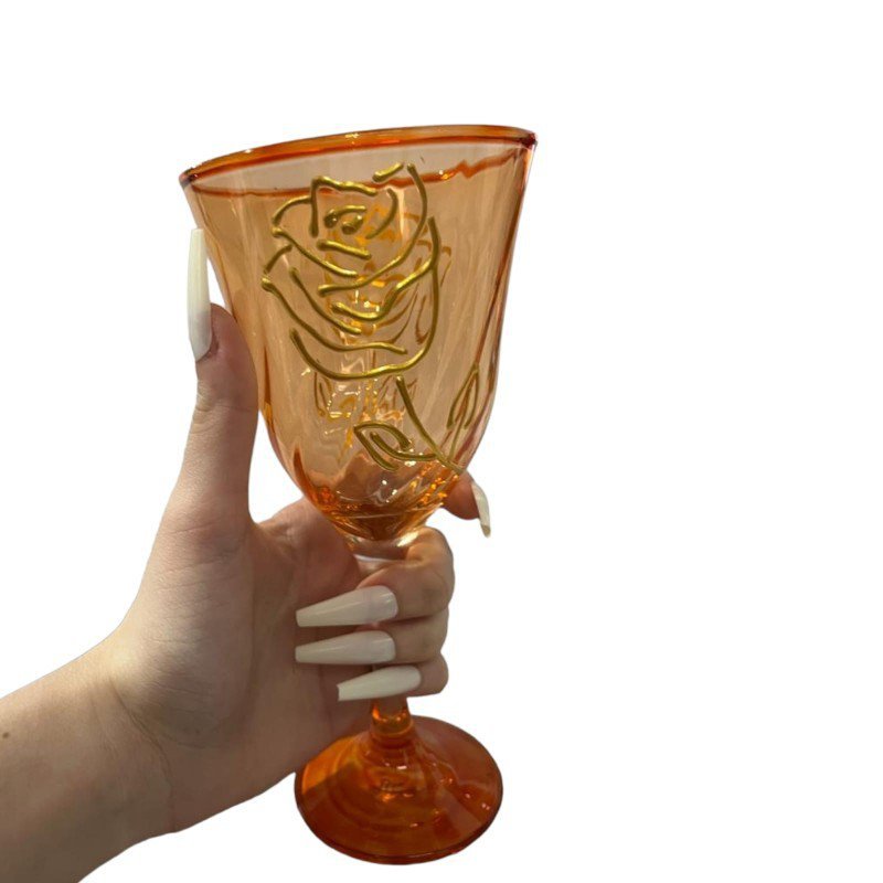 Taça Lirio Cigana Rosa Laranja Super luxo 330 ml -Vidro - 3