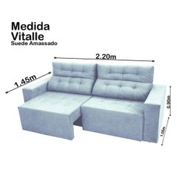 Sofá Retrátil 4 Lugares Rifletti 2,20M Vitale Suede Marrom - 8