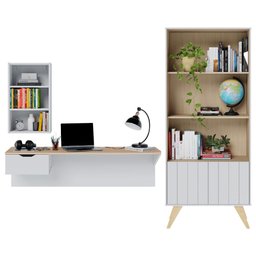 Escrivaninha Estudo Tech com Estante de Livros Link Branco Fosco Tauari Nobre Colibri Moveis - 4