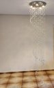 Ver imagem 2 de Lustre De Cristal Espiral Para Sala, Com 1,60M De Altura, Base De Inox Espelhado 40cm De Diâmetro