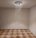 Ver imagem 2 de Lustre de Cristal Espiral Para Sala com 1,90m de Altura, Base de Inox Espelhado com 40cm de Diâmetro