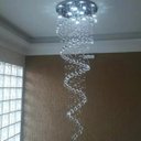 Ver imagem 2 de Lustre de Cristal Espiral para Sala, com 2,50M De Altura Base De Inox Espelhado 40CM de Diâmetro