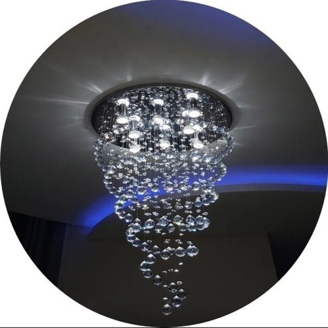 Lustre De Cristal Espiral Para Sala de Jantar/Estar com 1,10M De Altura, Base Com 50CM De Diâmetro