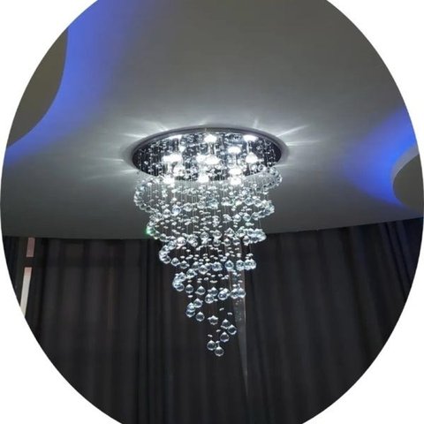 Lustre De Cristal Espiral Para Sala De Estar/Jantar com 1,20M De Altura, Base Com 50CM De Diâmetro