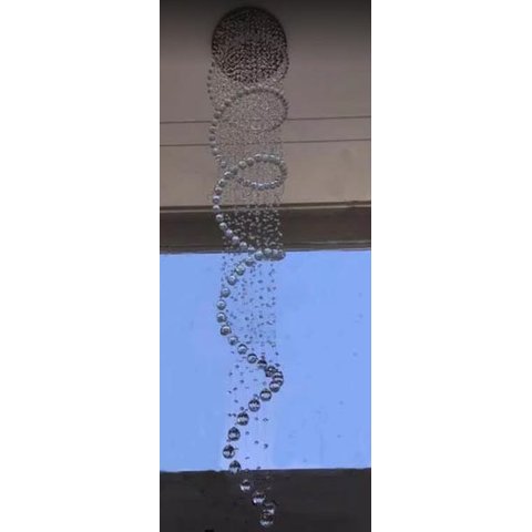 Lustre De Cristal Legítimo Espiral Para Sala Com 3,10 Metros De Altura, Base De Inox 50CM De Diâm.