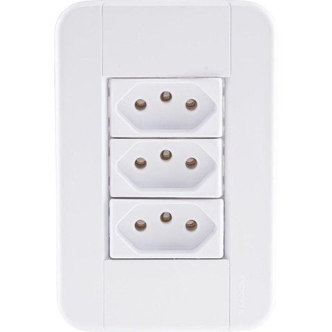 Conjunto 4x2 com 3 Tomadas 2p+t 10 a 250 V Tramontina Tablet Branco Tramontina
