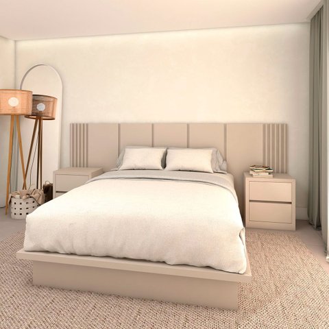 Cabeceira Queen 3,00m e 2 Mesas C/ 2 Gavetas Mdf sob Medida Cor:titânio