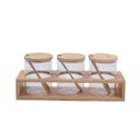 Ver imagem 2 de Kit 3 Potes de Vidro 300ml com Tampa, Colher e Suporte de Bambu - Oikos