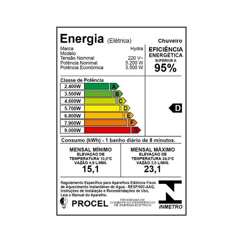 Kit 6 Ducha Elétrica Branca 3 Temperaturas 5.200W x 220V - 3