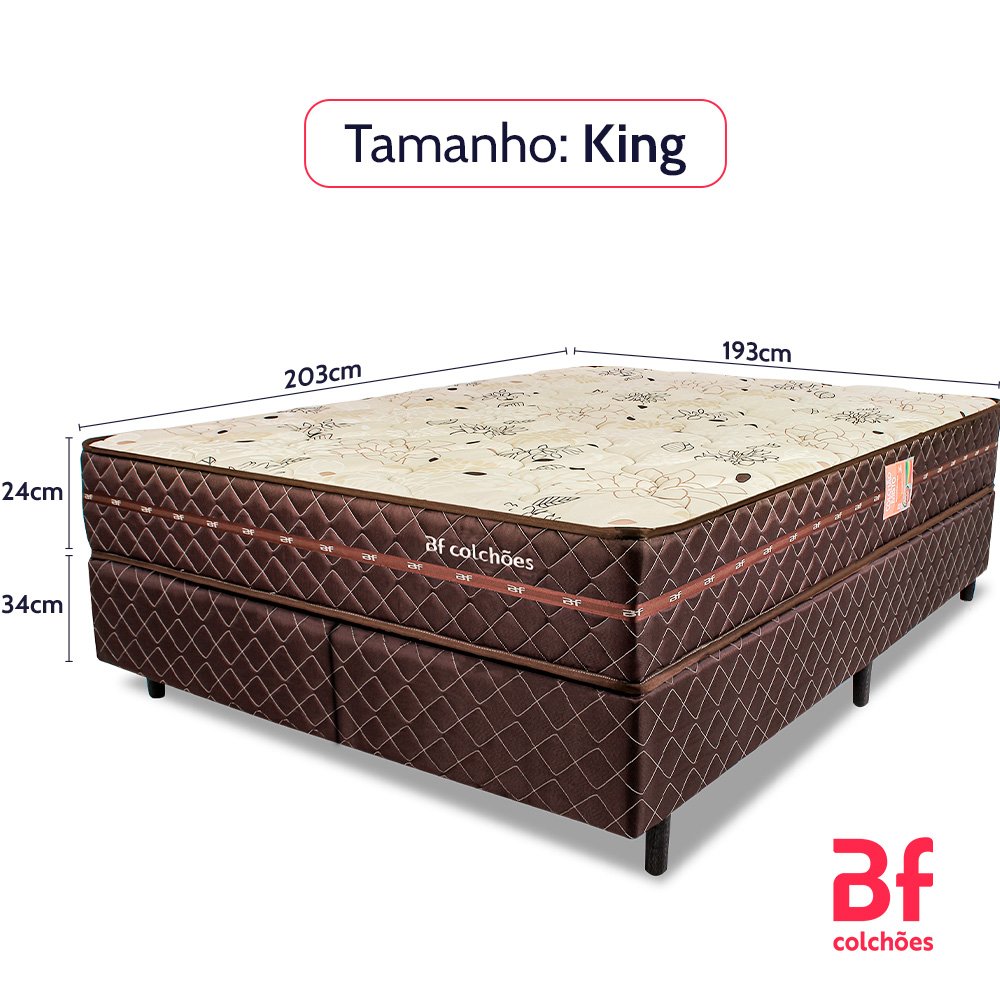 Cama Box com Colchão King Ortopédico D33 198x203cm Bf Colchões - 5