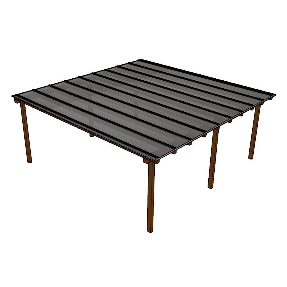 Cobertura Alveolar 6,00m x 6,00m - Cinza Refletivo 6mm - 1