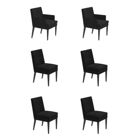 Kit 4 Cadeiras Germany + 2 Germany Retro Suede Preto Dominic Decor